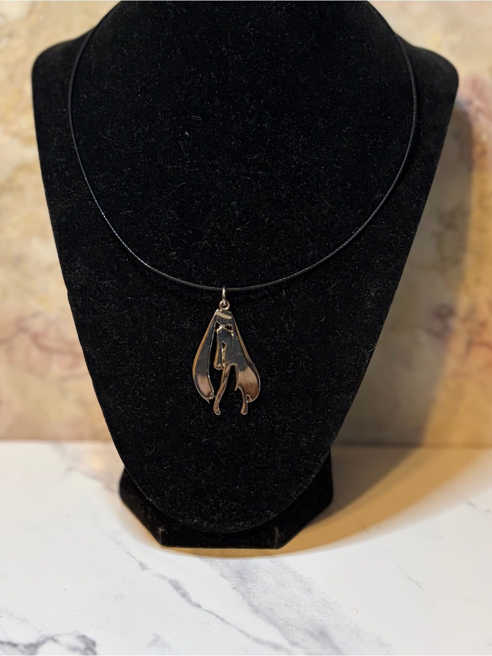 Hatsune Miku Silver-Tone Pendant Necklace - Black Cord